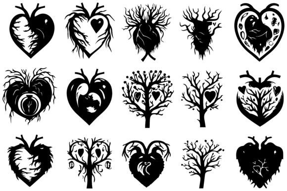 Download Black Silhouettes of Hearts Vector - Premium Bundle