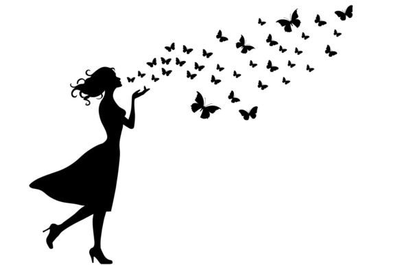 Download Girl Blowing Butterflies SVG Silhouette - Butterflies svg Collection