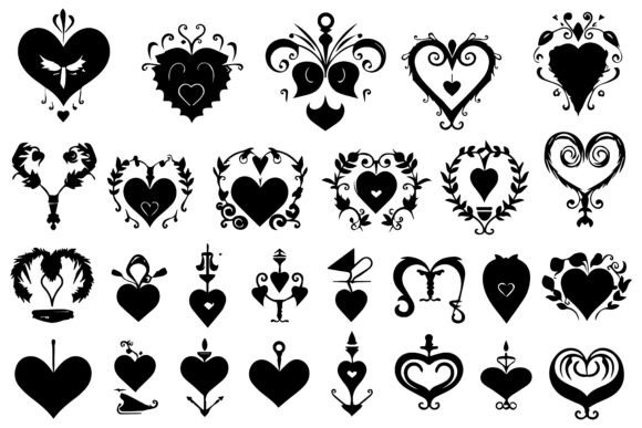 Download Black Heart Shapes on White Background - Premium Resources