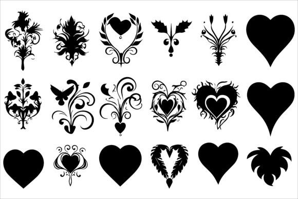 Download Black Heart Shapes on White Background - Premium Resources