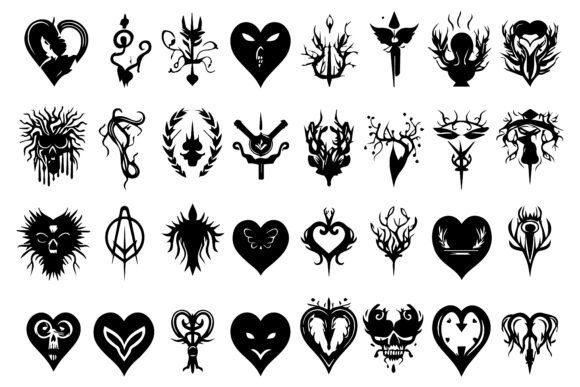 Download Black Silhouettes of Hearts Vector - Premium Bundle