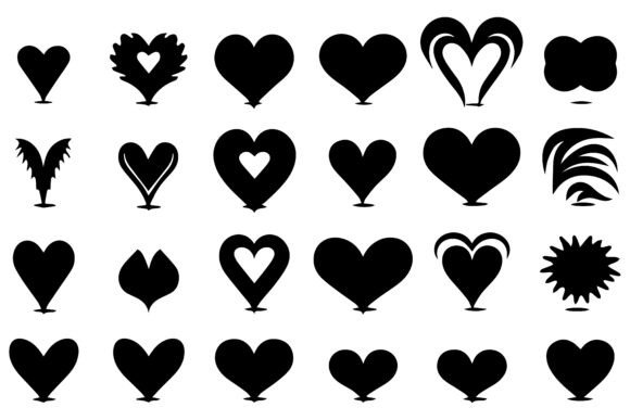 Download Black Silhouettes of Hearts Vector - Premium Bundle